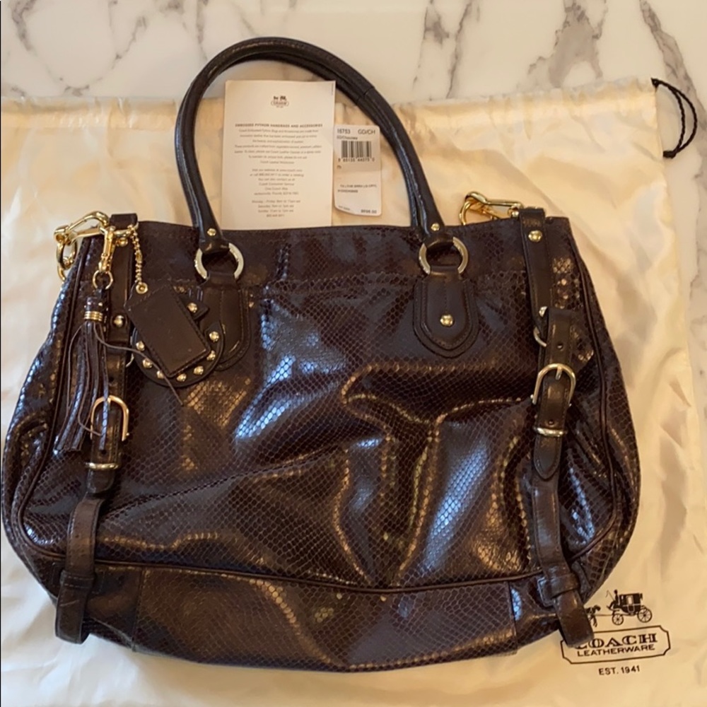 Coach Sierra Embossed Leather Python Chocolate - image 1